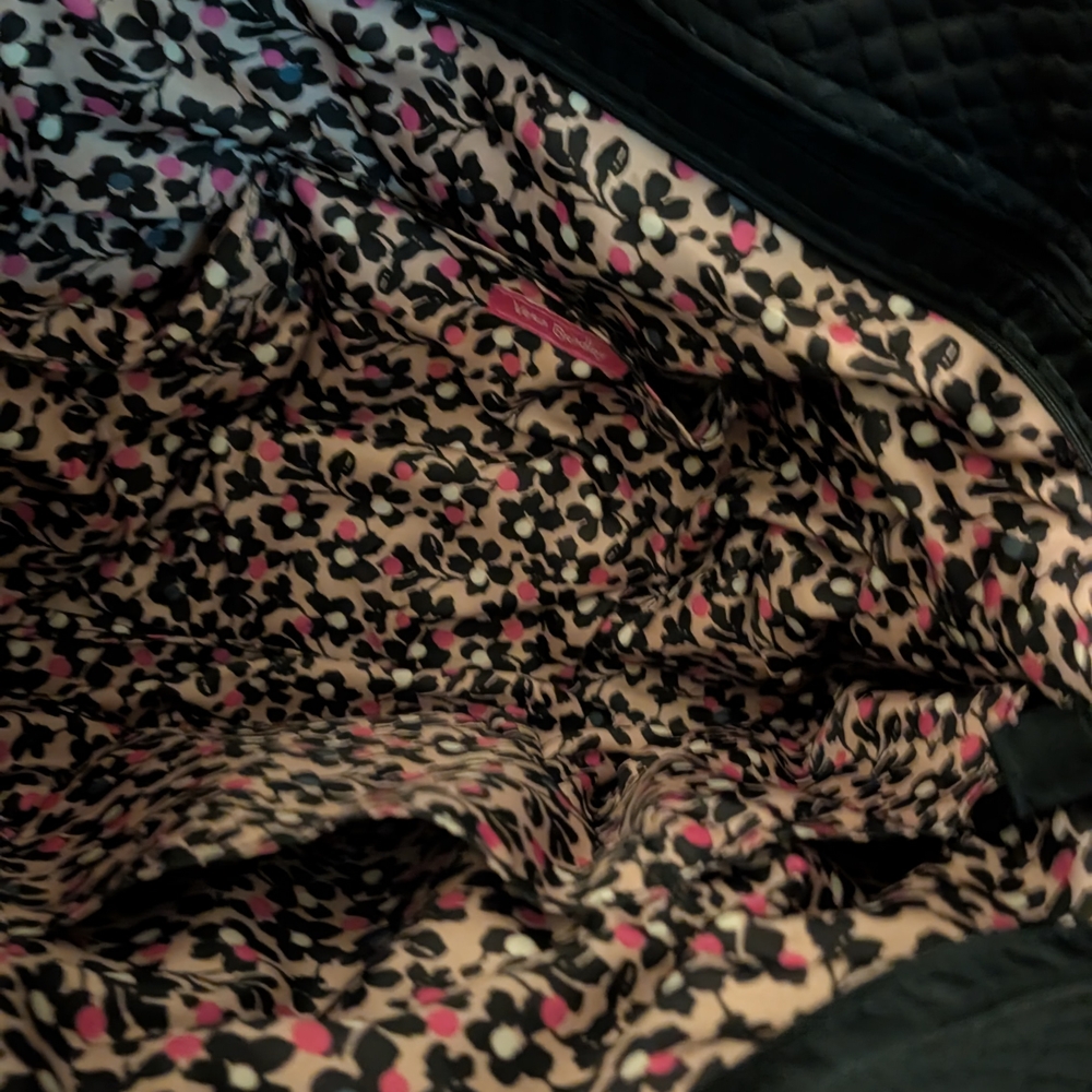 Black Quilted Tote Bag Vera Bradley Tote - Picture 5 of 7
